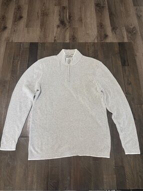 Jack Victor Men's Light Gray Half-Zip Sweater Mock Neck Pullover 100% cotton